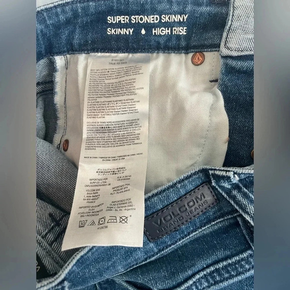 Volcom Jeans | Volcom Super Stoned Skinny High Rise Jeans Women’s Size 27 - Picture 10 of 13